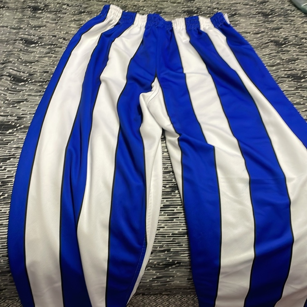 Men’s blue and white striped button up pants - Picture 2 of 4